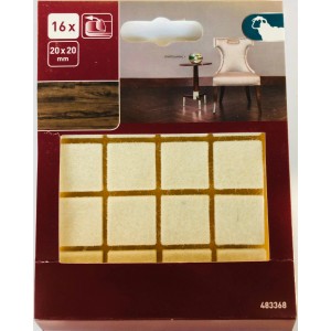 Parkettgleiter selbstklebend, 20x20mm, 16 Stück. Möbelgleiter für empfindliche Böden.