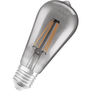 Ledvance Smart+ Bluetooth LED-Lampe in Edisonform mit rauchfarbenem Glas und E27-Sockel.