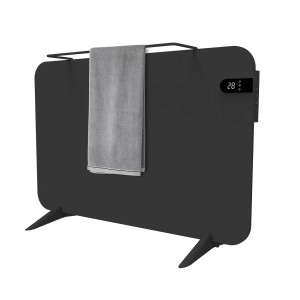 Könighaus Smart Infrarotheizung 450W, schwarz, mit Handtuchhalter und Display. Elektrische Heizung für flexible Nutzung.