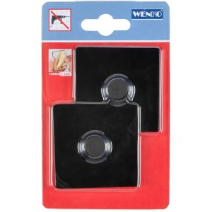 Wenko Turbo-Loc Eckig, 2er-Set, zur Montage ohne Bohren in Schwarz. Küchenhelfer.