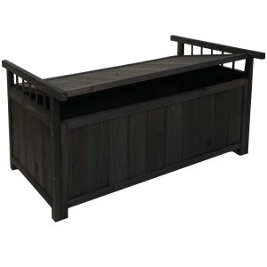 Anthrazitfarbene MCW Aufbewahrungstruhe aus Tannenholz, 53x108x60 cm, für Gartenauflagen.