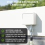 Weiße Aluminium Pergola mit stufenlos verstellbaren Lamellen aus verzinktem Stahl für optimalen Sonnen- und Regenschutz.