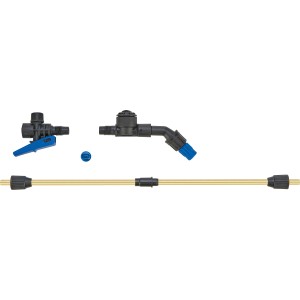 Zubehör für LUX Drucksprüher 5 l: Düse, Handgriff und Sprührohr für Gartengeräte.