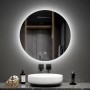 Emke runder LED Badezimmerspiegel 70cm, rahmenlos, mit kaltweißem Licht und Touchschalter.