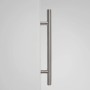Detailaufnahme: Weißer Vasner HeatTower Infrarot-Heizstrahler mit Edelstahlgriff.