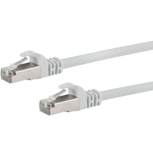 Weißes Schwaiger CAT 6 Netzwerkkabel (SF/UTP) mit RJ45 Stecker, 2,5 m lang.
