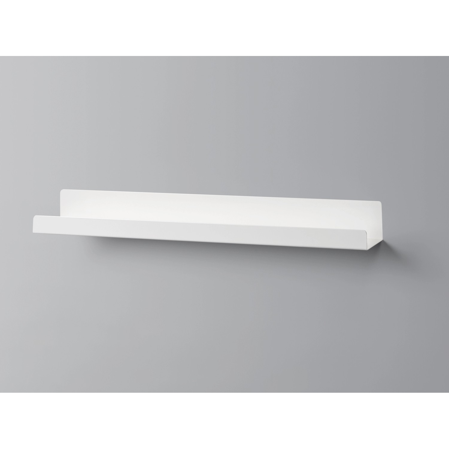 Weißes Metall-Wandregal Bix, 80 cm breit, zur Wandmontage für Bilder und Deko.