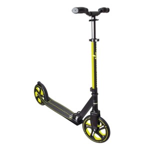 Muuwmi Aluminium Scooter Pro Tretroller in Schwarz-Lime. Höhenverstellbar für Kinder & Erwachsene, 215 mm Rollen, ABEC 7.