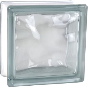 Klarer Glasstein Wolke 14,5x14,5x8cm für Innen & Außen. Glasbaustein mit Wolken Design.