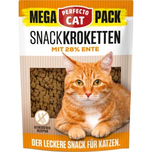Perfecto Cat Katzensnacks Kroketten mit Ente, getreidefrei, 150g Packung.