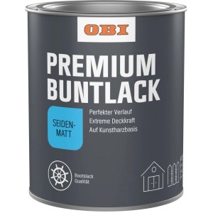 Dose OBI Premium Buntlack Feuerrot, seidenmatt, 375ml. Kunstharzlack für Holz, Metall und Kunststoff.