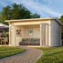 Palmako Ines Holz-Gartenhaus Natur Satteldach Tauchgrundiert 390 cm x 300 cm