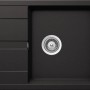 Schwarze Respekta Granitspüle Nashville, 65x50 cm, mit Abtropffläche und Siebkorb.