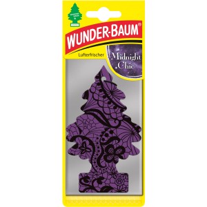 Wunderbaum Midnight Chic Lufterfrischer mit floralem Muster in Lila und Schwarz.