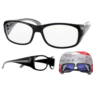 Varionet Tech 3in1 Schutzbrille +3,0 Dioptrien, Mehrzweckbrille mit Blaulichtfilter und UV-Schutz.