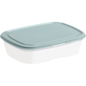 Bio Frischhaltedose 0,5 l mit hellblauem Deckel, geeignet für Mikrowelle, Spülmaschine und Gefrierschrank.