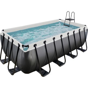 Rechteckiger Exit Black Leather Pool 400x200 mit Leiter und Filterpumpe.