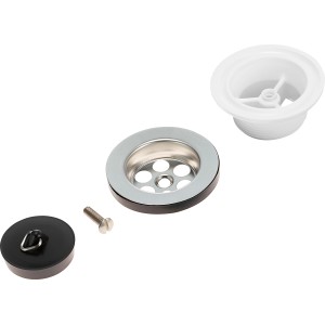 5-teiliges Stopfen-Ventil Set, verchromt, Ø 70 mm, für Waschbecken.