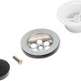 5-teiliges Stopfen-Ventil Set, verchromt, Ø 70 mm, für Waschbecken.