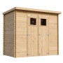 Timbela Holz Gartenhaus M310 mit Doppeltür und zwei Fenstern, unbehandelt.