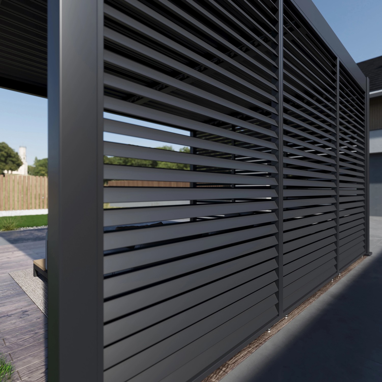 Paragon Outdoor Lamellen-Sichtschutz für Pergola Grand Tuscan 12 Grau 114x234 cm_6