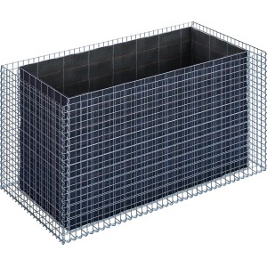 Eckiges Gabiona Gabionen-Hochbeet, 100x200x100 cm, Maschenweite 5x5 cm, Wandstärke 10 cm.