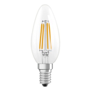Osram E14 LED-Lampe in Kerzenform, 3,4W, neutralweiß, klar. Ideal für dekorative Beleuchtung.