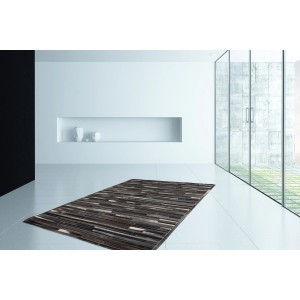 Grau-brauner Leder Teppich Wonder, 160x230 cm, Patchwork Design.