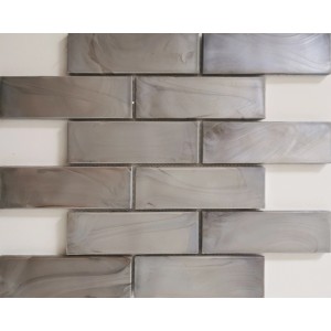 Mosaikmatte Cadiz Brick in Grau, Keramik, 30x30 cm für Wandgestaltung.