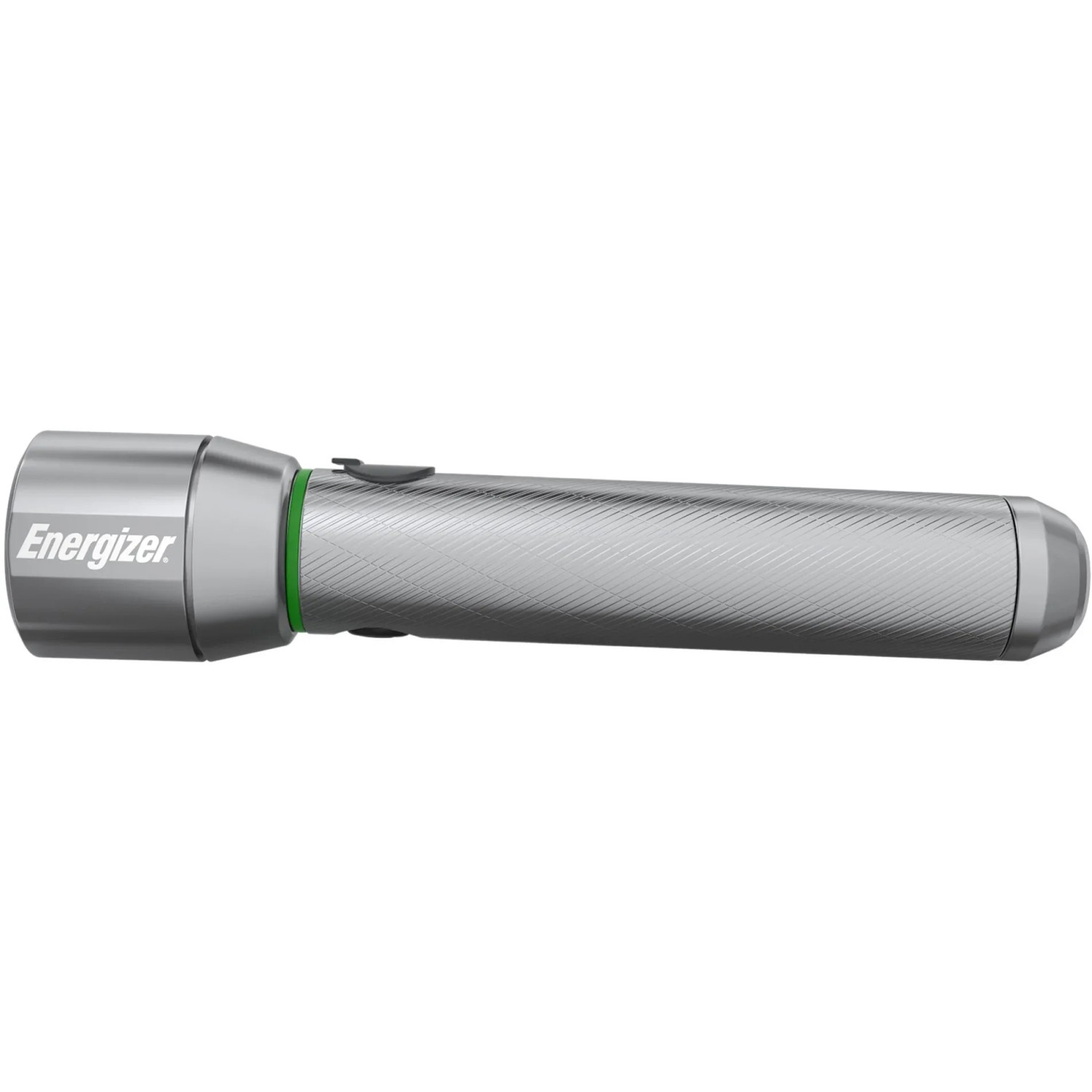 Silberne Energizer LED-Taschenlampe Vision HD Rechargeable mit USB-Anschluss.