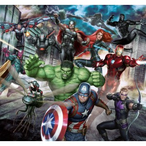 Fototapete Vlies Disney Marvel Avengers mit Superhelden wie Hulk, Iron Man und Captain America.