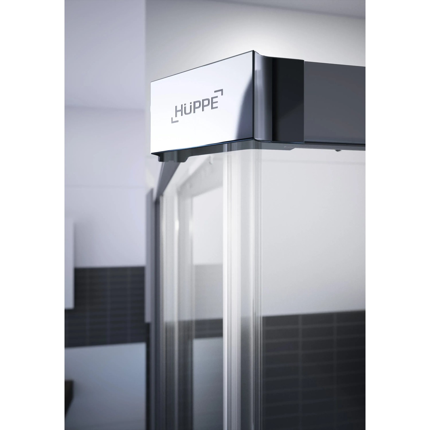 Hüppe EasyEntry Gleittür Eckeinstieg, 80x200 cm, Silber hochglanz, Detailansicht.