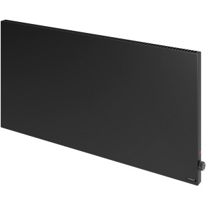Schwarze Vasner Hybrid-Infrarotheizung Konvi, 1200 W, mit Thermostat. Elektrische Heizung für Innenräume.
