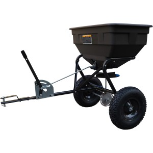 Texas Universal Streuwagen Anhänger mit 60L Fassungsvermögen für Rasentraktoren.