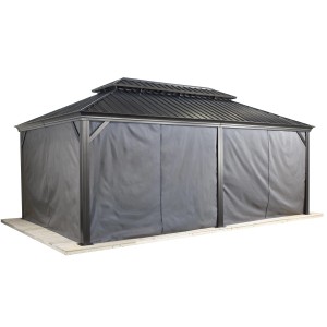 Sojag Vorhang-Set für Messina Pavillon 12x20, grau, mit Reißverschlüssen zur Befestigung.