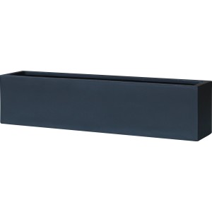 Rechteckiger, anthrazitfarbener Fiberstone Blumenkasten, 80x20x15 cm, matte Oberfläche.