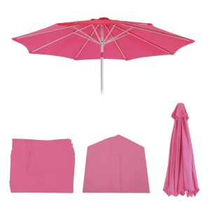MCW Ersatzbezug für Sonnenschirm Asti, Ø 3m, Pink: Sonnenschirm mit Bezug und gefalteter Bezug im Detail.