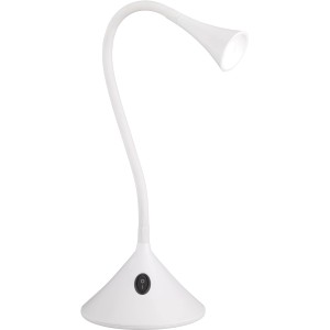 Weiße LED-Tischleuchte Viper mit flexiblem Hals für Schreibtisch oder Wand.