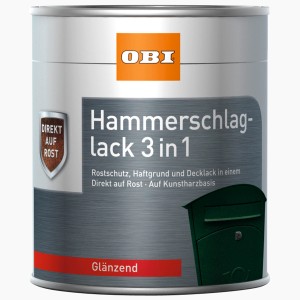 OBI Hammerschlaglack 3in1 Schwarz glänzend 375 ml