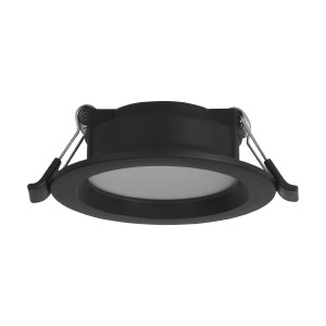 Schwarzer Eglo LED-Einbauspot Idun-E mit warmweißem Licht und Ø 8,6 cm.