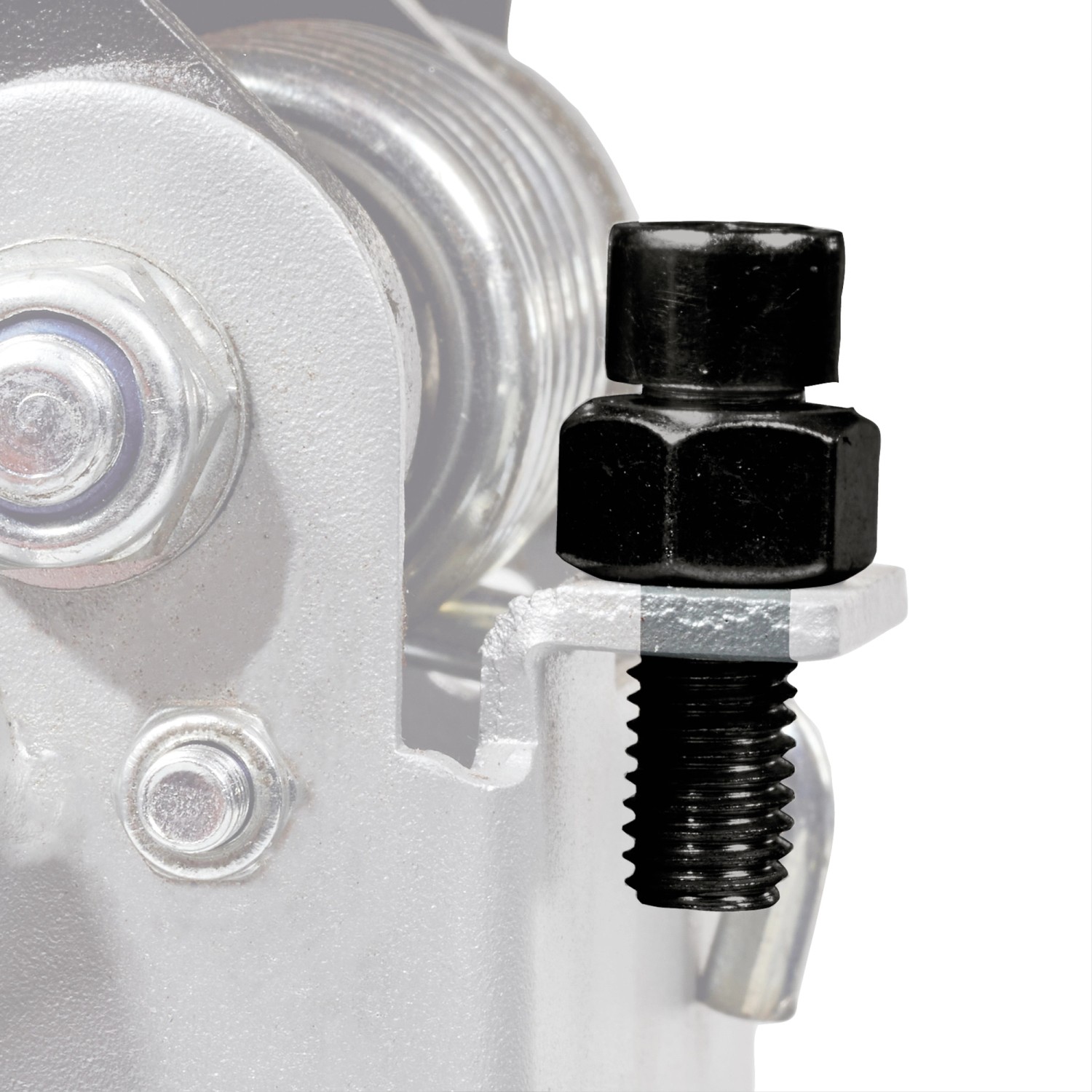 Detailaufnahme der Schraubvorrichtung der Einhell Metall-Trennmaschine TC-MC 355/1.