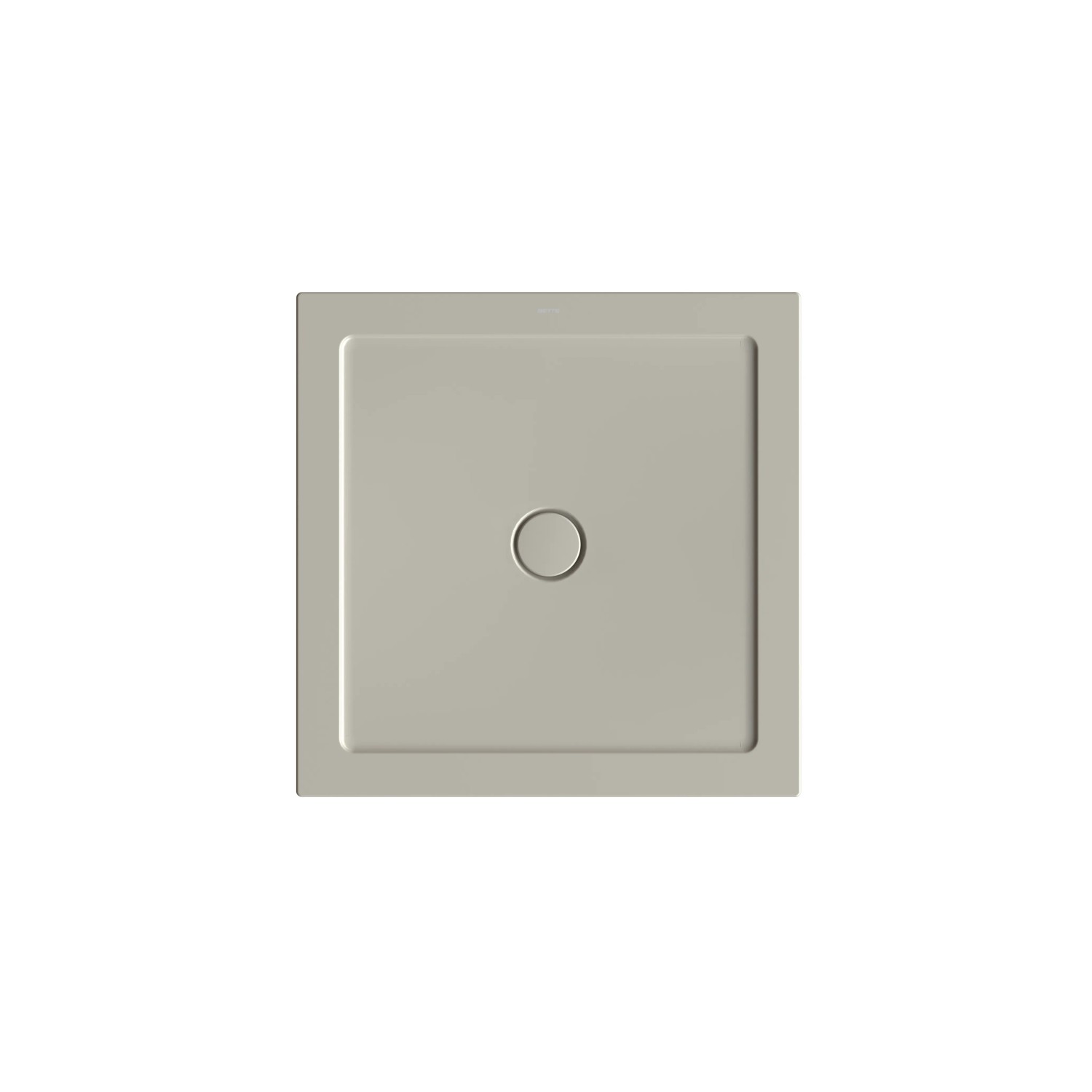 Quadratische Bette Duschwanne Stage, 90x90 cm, Stone, mit mittigem Ablauf.