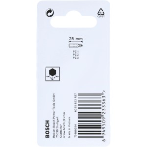 Bosch Impact Control Bit-Set, 3-teilig, PZ1-3, 25 mm, robust für Schlagschrauber.