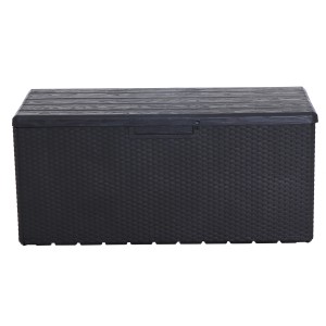 Anthrazitfarbene Toomax Kissenbox Portofino (124x55x56cm) mit Sitzfunktion und Rollen.