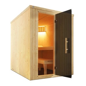 Weka Elementsauna Kaarina 1 Sparset mit Glastür, Fichtenholz, 3,6 kW Ofen. Kompakte Sauna für Zuhause.