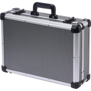 LUX Aluminium Werkzeugkoffer in Silber/Schwarz mit Tragegriff und Kantenschutz.
