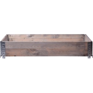 Faltbares Pflanzbeet aus grauem Kiefernholz, 120x80x20 cm, ideal für Garten und Balkon.