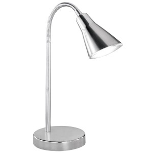 Nickel LED-Tischleuchte mit Flexarm für Schreibtisch & Büro.
