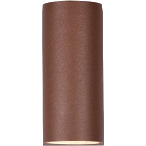 Rostfarbige, runde Trio Außenwandleuchte Roya für den Außenbereich.