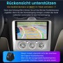 9 Zoll Autoradio-Display im Ford Focus zeigt dynamische Rückfahrkamera-Ansicht mit Parklinien. Autoelektrik, Kamera separat.